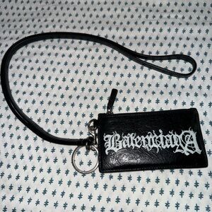 Balenciaga Black Leather Logo Keychain